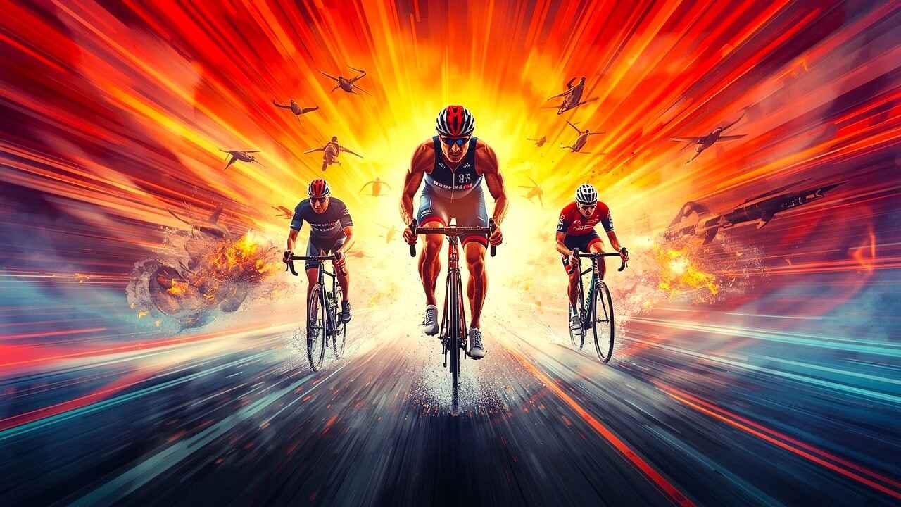 Athletes competing at the IRONMAN 70.3 World Championship in Marbella, Spain.