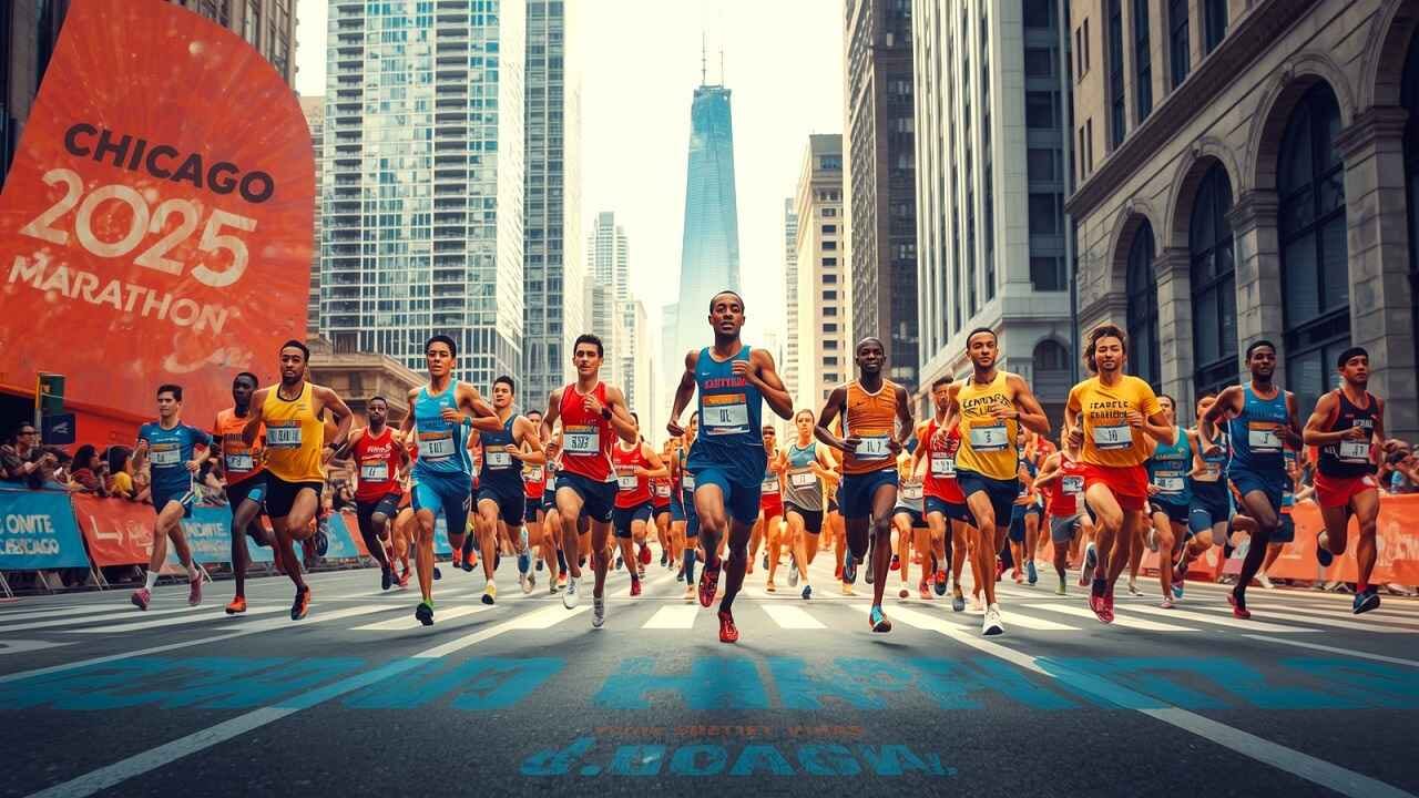 Runners competing in the 2025 Bank of America Chicago Marathon.